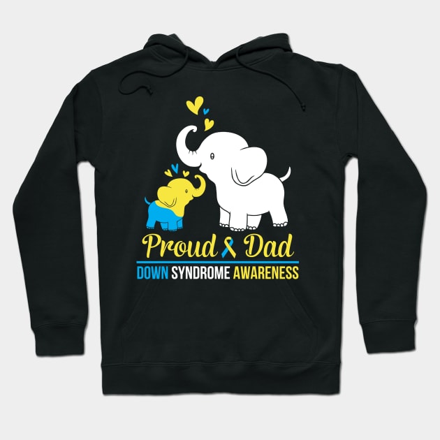 Elephants Dancing Together Proud Dad Down Syndrome Awareness Hoodie by DainaMotteut